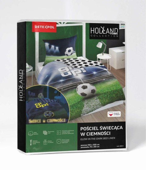 Pościel świecąca w ciemności 140x200 piłka nożna never give up 4640 A Fluo 10