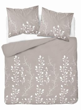 Pościel z mikrosatyny 160x200 beżowa biała liście 5346 A Micro 57