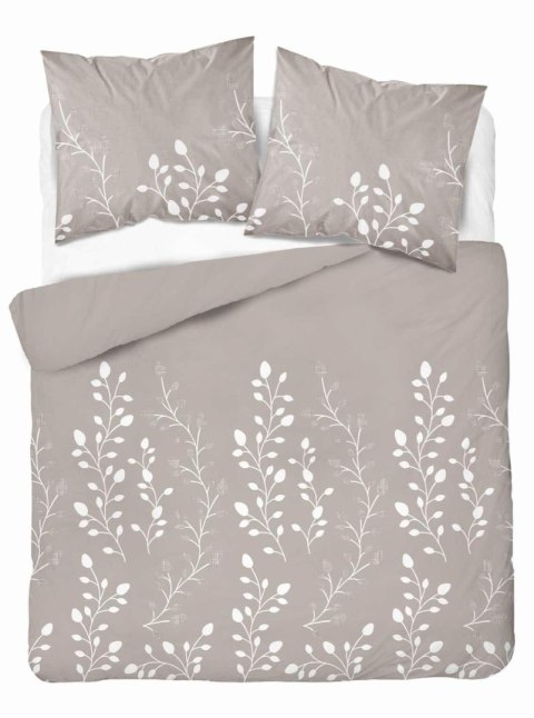 Pościel z mikrosatyny 160x200 beżowa biała liście 5346 A Micro 57