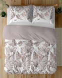 Pościel z mikrosatyny 160x200 biała beżowa cappuccino liście 5473 A Micro 57