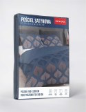 Pościel z mikrosatyny 160x200 granatowa beżowa ciemna liście 5471 A Micro 57