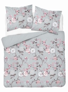 Pościel z mikrosatyny 160x200 miętowa ciemna szara różowa kwiaty 5350 A Micro 57