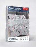Pościel z mikrosatyny 160x200 miętowa ciemna szara różowa kwiaty 5350 A Micro 57