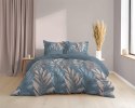 Pościel z mikrosatyny 160x200 niebieska ciemna beżowa liście 5472 A Micro 57