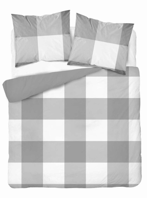 Pościel z mikrosatyny 160x200 szara biała kratka 5343 A Micro 57