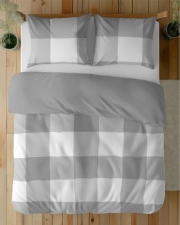Pościel z mikrosatyny 160x200 szara biała kratka 5343 A Micro 57