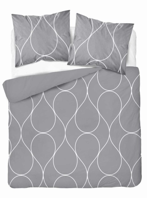 Pościel z mikrosatyny 160x200 szara ciemna biała geometria 5351 A Micro 57