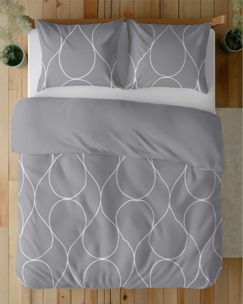 Pościel z mikrosatyny 160x200 szara ciemna biała geometria 5351 A Micro 57