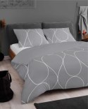 Pościel z mikrosatyny 160x200 szara ciemna biała geometria 5351 A Micro 57