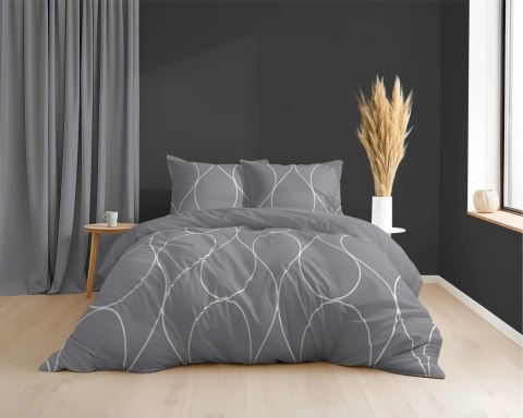 Pościel z mikrosatyny 160x200 szara ciemna biała geometria 5351 A Micro 57