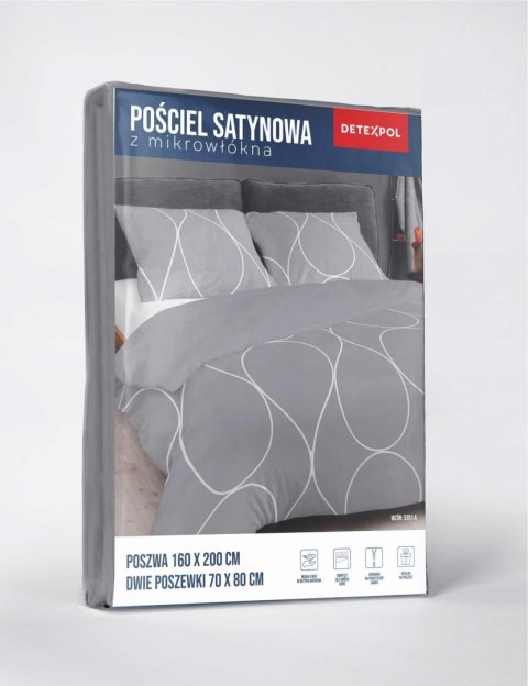 Pościel z mikrosatyny 160x200 szara ciemna biała geometria 5351 A Micro 57