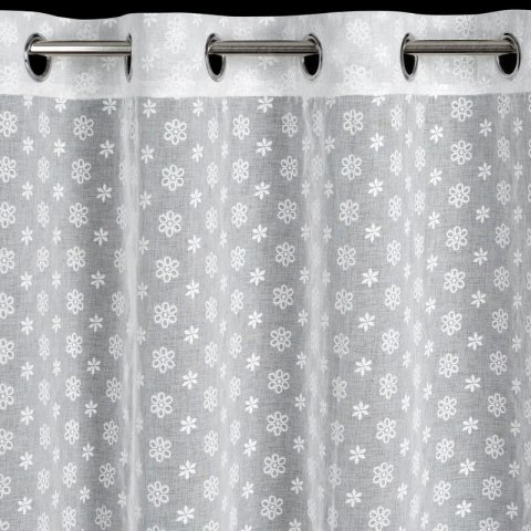 Firana 140x250 Sanny biała kwiaty gotowa na przelotkach Eurofirany