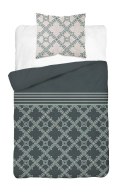 Pościel bawełniana 140x200 grafitowa kremowa zielona ciemna geometria 5251 A Bawełna 48