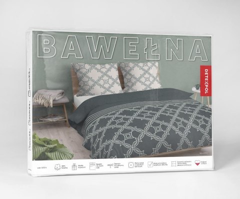 Pościel bawełniana 140x200 grafitowa kremowa zielona ciemna geometria 5251 A Bawełna 48
