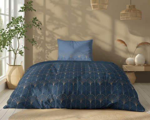 Pościel bawełniana 140x200 granatowa niebieska ciemna złota geometria 5244 A Bawełna 48