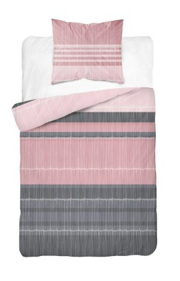 Pościel bawełniana 140x200 różowa grafitowa pudrowa pasy 5245 B Bawełna 48
