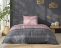 Pościel bawełniana 140x200 różowa grafitowa pudrowa pasy 5245 B Bawełna 48