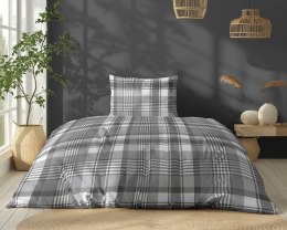 Pościel bawełniana 140x200 szara grafitowa biała kratka 5246 A Bawełna 48