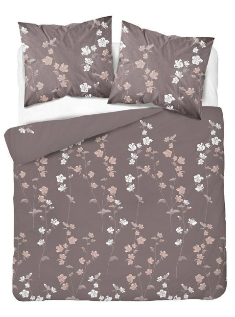Pościel bawełniana 160x200 beżowa ciemna różowa kwiatki 5250 A Bawełna 48