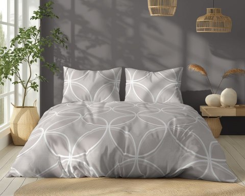 Pościel bawełniana 160x200 beżowa jasna biała geometria 5247 A Bawełna 48