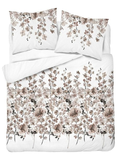 Pościel bawełniana 160x200 biała beżowa ciemna kwiatki 5252 B Bawełna 48