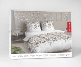 Pościel bawełniana 160x200 biała beżowa ciemna kwiatki 5252 B Bawełna 48