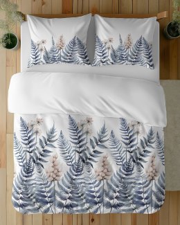 Pościel bawełniana 160x200 biała niebieska paprocie kwiaty 5248 B Bawełna 48