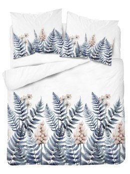 Pościel bawełniana 160x200 biała niebieska paprocie kwiaty 5248 B Bawełna 48