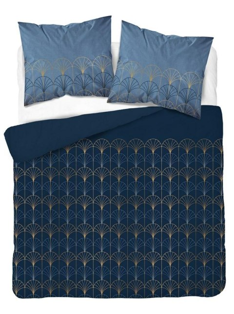 Pościel bawełniana 160x200 granatowa niebieska ciemna złota geometria 5244 A Bawełna 48