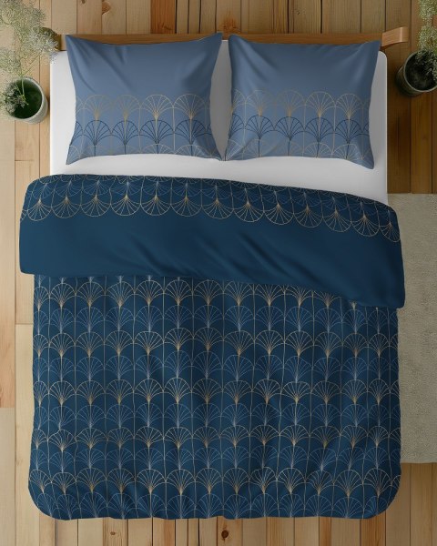 Pościel bawełniana 160x200 granatowa niebieska ciemna złota geometria 5244 A Bawełna 48
