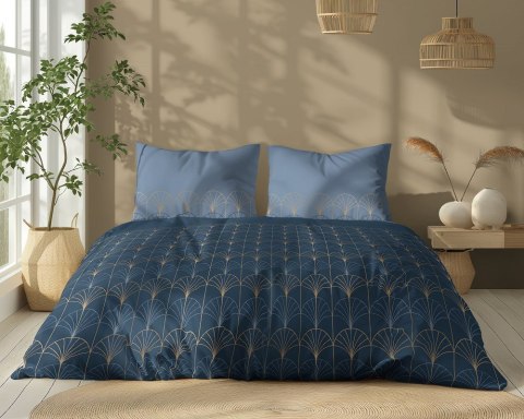 Pościel bawełniana 160x200 granatowa niebieska ciemna złota geometria 5244 A Bawełna 48