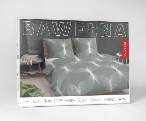 Pościel bawełniana 160x200 zielona biała geometria 5253 B Bawełna 48