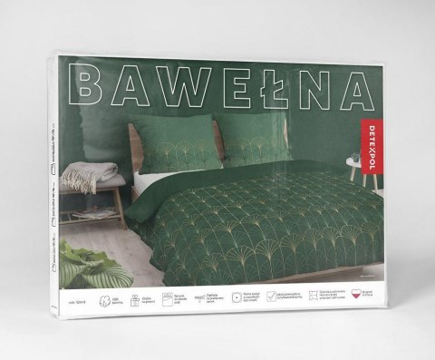 Pościel bawełniana 160x200 zielona butelkowa złota geometria 5244 B Bawełna 48