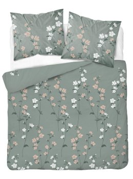 Pościel bawełniana 160x200 zielona ciemna biała kwiatki 5250 B Bawełna 48