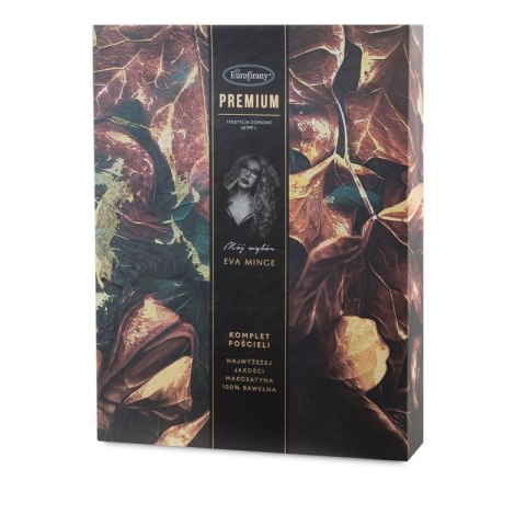 Pościel satynowa 160x200 Eva 16 czarna ruda turkusowa liście Eva Minge Eurofirany