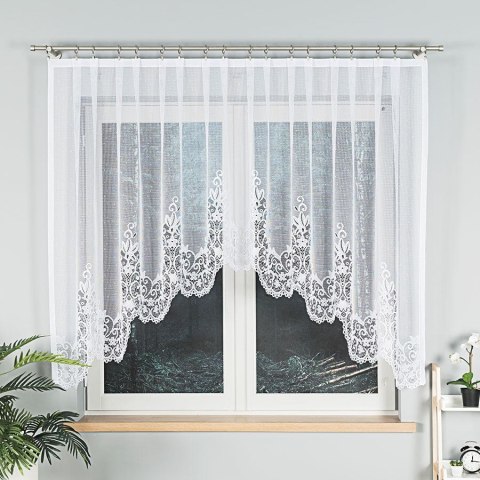 BERENIKA Firanka żakardowa gotowa, szerokość 330 x wysokość 140cm, kolor 001 biały 004304/FBL/001/330140/1