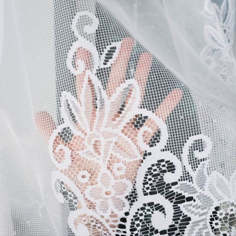 BERENIKA Firanka żakardowa gotowa, szerokość 330 x wysokość 140cm, kolor 001 biały 004304/FBL/001/330140/1