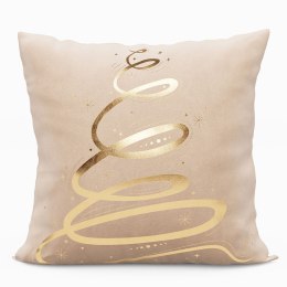 METALICZNA CHOINKA Poszewka dekoracyjna VELVET, 40x40cm, kolor 057 kremowy ze złotym zdobieniem TBN003/POP/057/040040/1