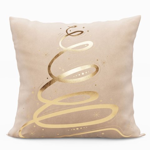 METALICZNA CHOINKA Poszewka dekoracyjna VELVET, 40x40cm, kolor 057 kremowy ze złotym zdobieniem TBN003/POP/057/040040/1