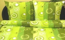 Pościel z kory 160x200 wzór 95/1 Zielone księżyce na guziki 100% bawełna gruba