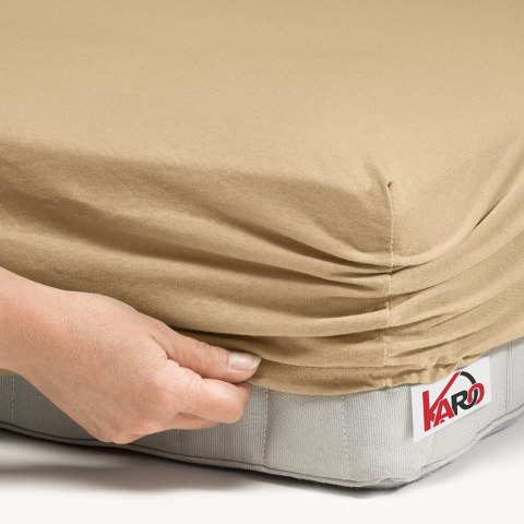 Prześcieradło jersey z gumką 180x200 beżowe ciemne 010 grube 150g/m2 KARO