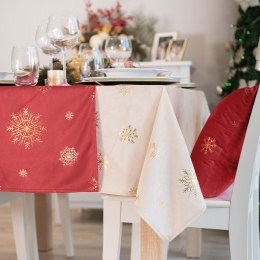 ŚNIEŻKI Bieżnik wodoodporny VELVET, 40x140cm, kolor 043 czerwony ze złotym zdobieniem TBN001/KSP/043/040140/1