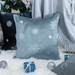 ŚNIEŻKI Poszewka dekoracyjna VELVET, 45x45cm, kolor 063 jasny niebieski ze srebrnym zdobieniem; PBN001/POP/063 TBN001/POP/063/04