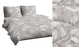 Pościel bawełniana 140x200 beżowa jasna biała liście 4838 B bawełna Max