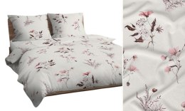 Pościel bawełniana 140x200 biała różowa kwiaty liście 4837 B bawełna Max