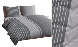 Pościel bawełniana 140x200 grafitowa szara jasna różowa paski 4744 A bawełna Max