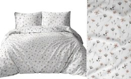 Pościel bawełniana 160x200 biała szara kwiaty gałązki 3698 F bawełna Max