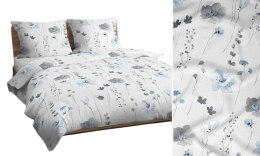 Pościel bawełniana 160x200 biała szara niebieska kwiaty 4738 B bawełna Max