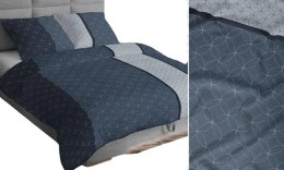 Pościel bawełniana 160x200 granatowa niebieska ciemna szara geometria paski 4894 B bawełna Max