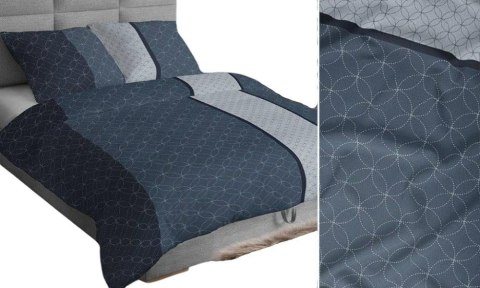Pościel bawełniana 160x200 granatowa niebieska ciemna szara geometria paski 4894 B bawełna Max